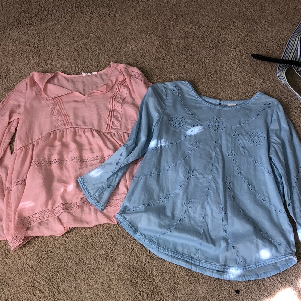 GAP blue and pink blouses